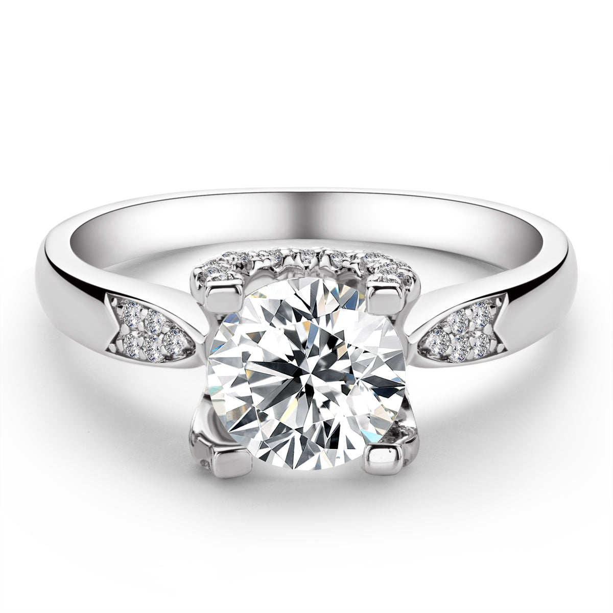 925 Sterling Silver Classic Round Cut CZ Micro Setting Solitaire Ring 2