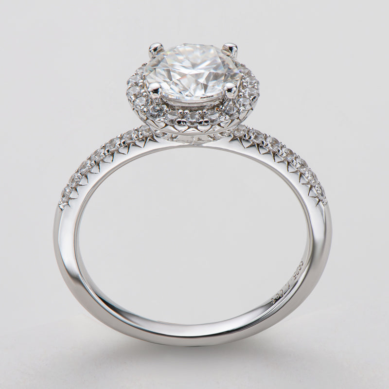 925 Sterling Silver  Classic Round Cut CZ Halo Ring 7