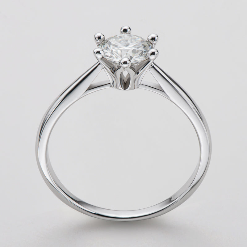 925 Sterling Silver  Classic Round Cut CZ Diamond Crown Solitaire Rings 7