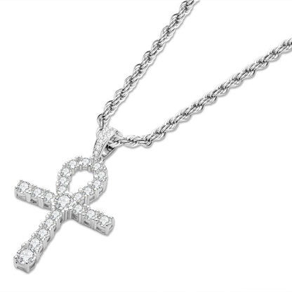 925 Sterling Silver Created Diamond Hip Hop Personalized Rope Chain Pendant Necklace 23.62'' 4