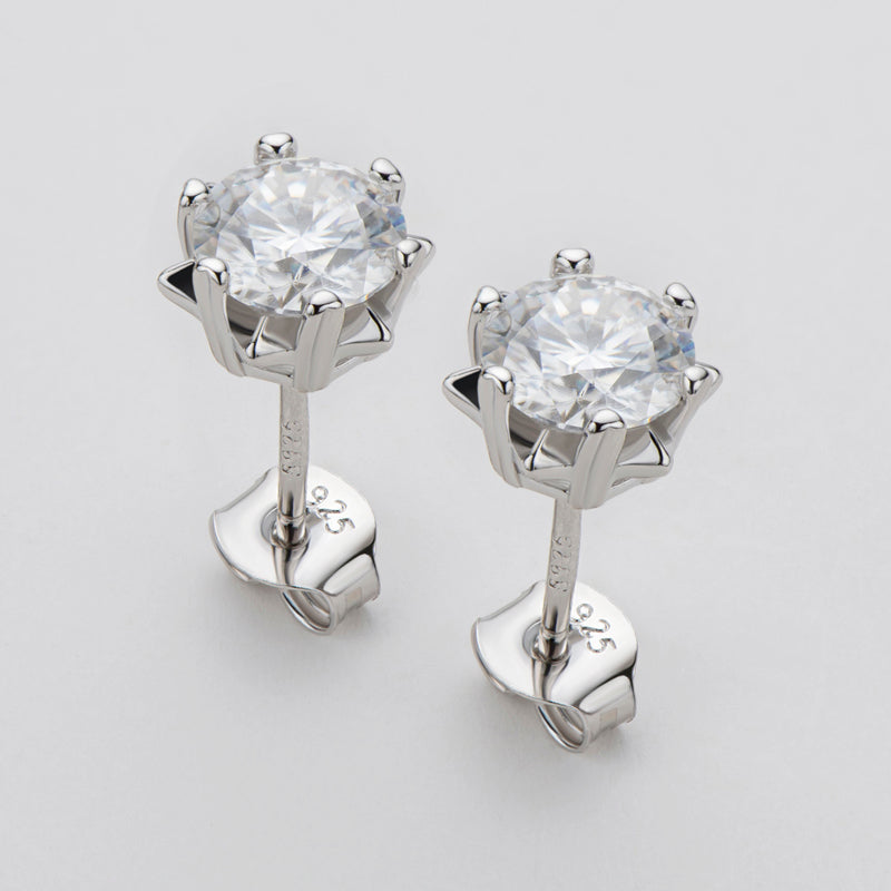 925 Sterling Silver Snowflake Round Cut Cubic Zirconia Stud Earrings 5