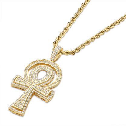 925 Sterling Silver Created CZ Cross Hip Hop Luxury Multilayer Pendant Necklace 4