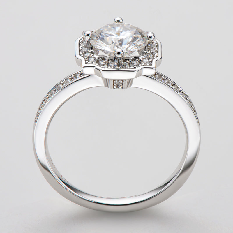 925 Sterling Silver  Classic Round Cut CZ Halo Ring 7