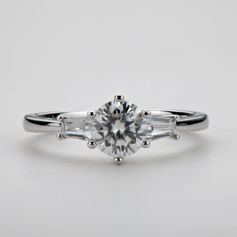 Classic Round Cut CZ Diamond Three Stone Ring 8