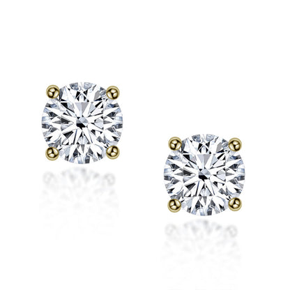 925 Sterling Silver Round Cut Cubic Zirconia Stud Earrings 2