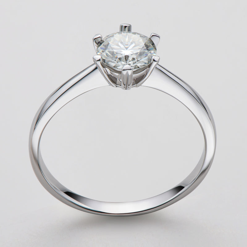 925 Sterling Silver Classic Round Cut CZ Six Prong Solitaire Ring 9