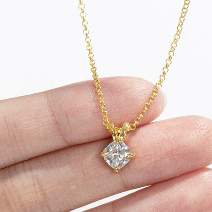 925 Sterling Silver Classic Brilliant Cushion Cut CZ Pendant Necklace 5