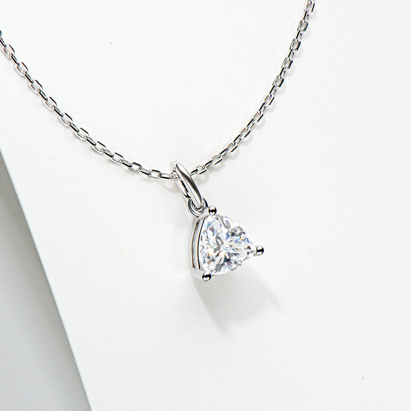 925 Sterling Silver Trillion Cut Solitaire CZ Pendant Necklace 4