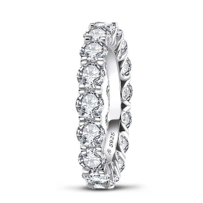 925 Sterling Silver Round Created CZ Full Eternity Ring 4