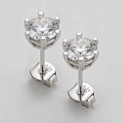 925 Sterling Silver Classic Round Cut Cubic Zirconia Stud Earrings 5