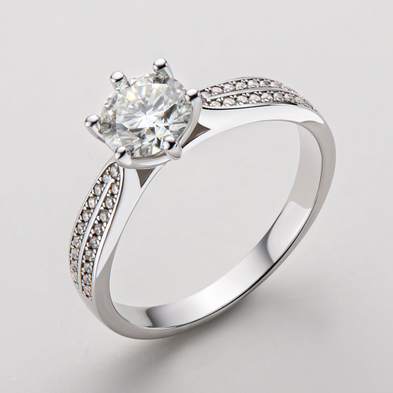 925 Sterling Silver Classic Six Prong Round Cut CZ  Ring 9