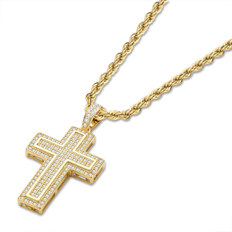 925 Sterling Silver Personalized Multilayer Cross Long Chain Cool Pendant Necklace 4