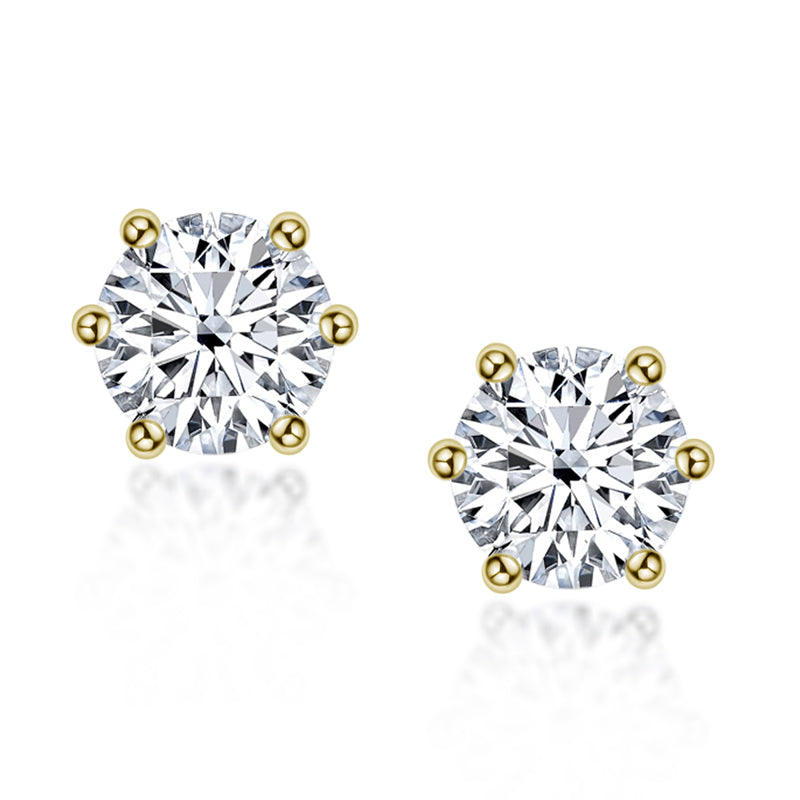 925 Sterling Silver Round Cut Cubic Zirconia Classic Stud Earrings 2