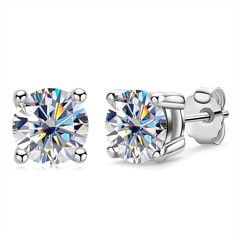 925 Sterling Silver Round Cut Cubic Zirconia Stud Earrings 11