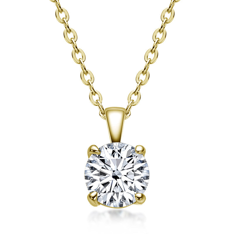 925 Sterling Silver Brilliant Round CZ Pendant Necklace 1