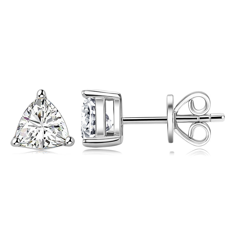 925 Sterling Silver Trillion Cut Solitaire Moissanite Stud Earrings 9