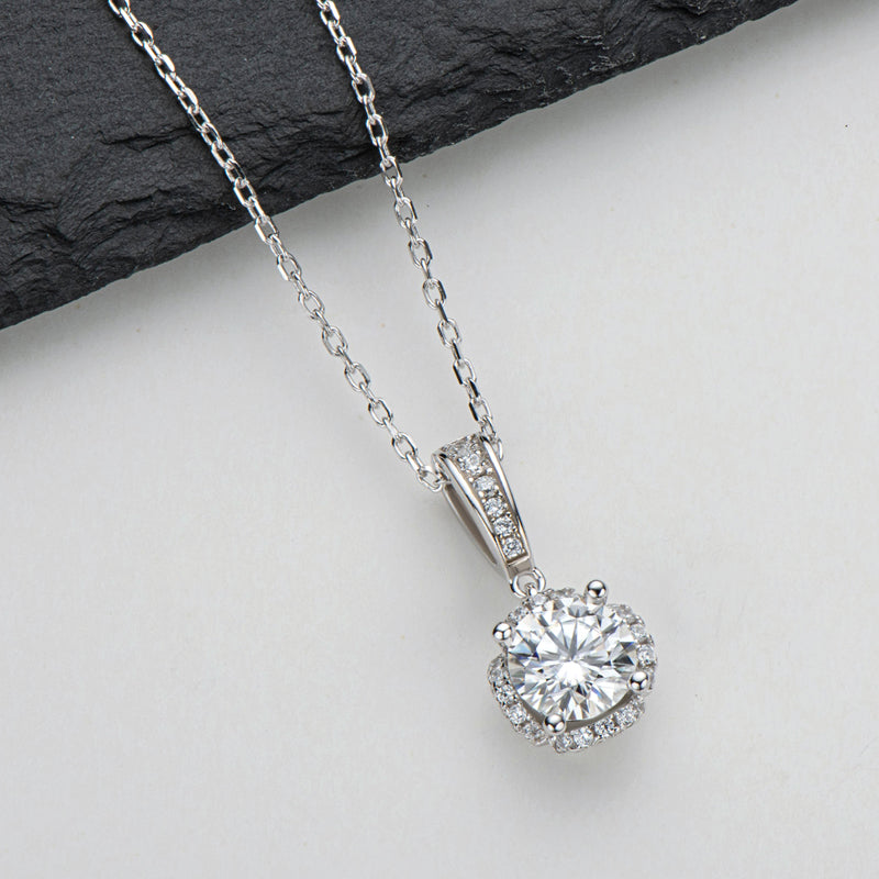 925 Sterling Silver Classic Brilliant Round CZ Pendant Necklace 6