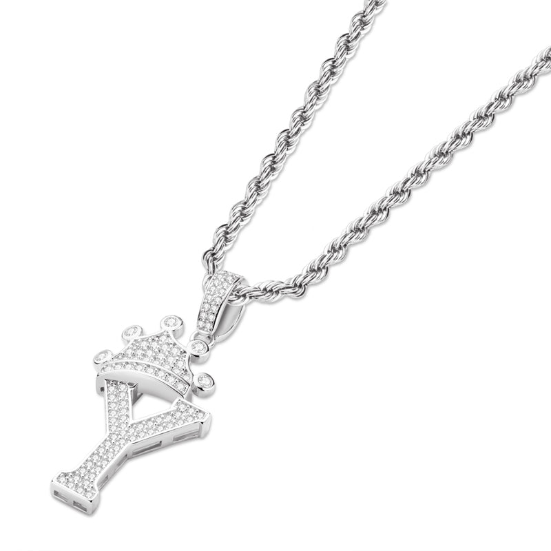 925 Sterling Silver The Letter Y Created Diamond Hip Hop Pendant Necklace 3