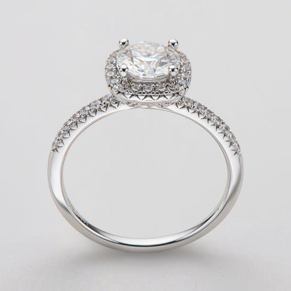 925 Sterling Silver Classic Round Cut CZ Halo Ring 8