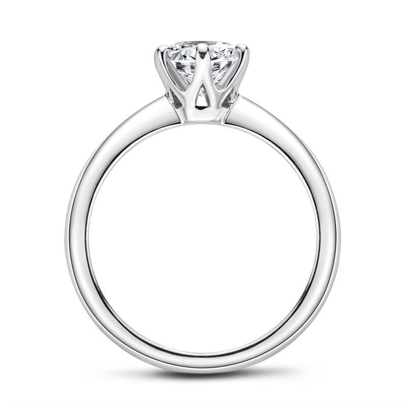 925 Sterling Silver Classic Round Brilliant Cut CZ Solitaire Ring 15