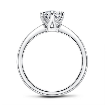 925 Sterling Silver Classic Round Brilliant Cut CZ Solitaire Ring 15