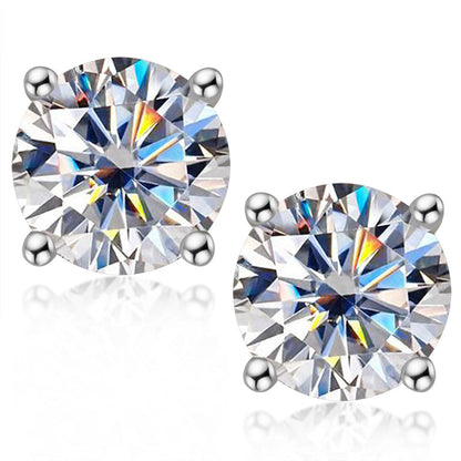 925 Sterling Silver Round Cut CZ Classic Stud Earrings 6