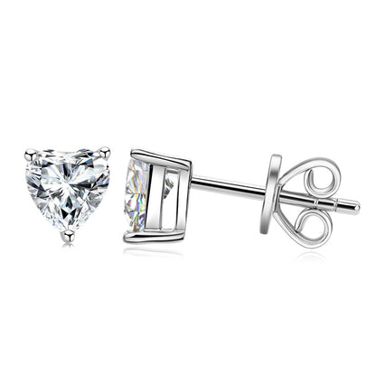 925 Sterling Silver Heart Shaped Cubic Zirconia Stud Earrings 4