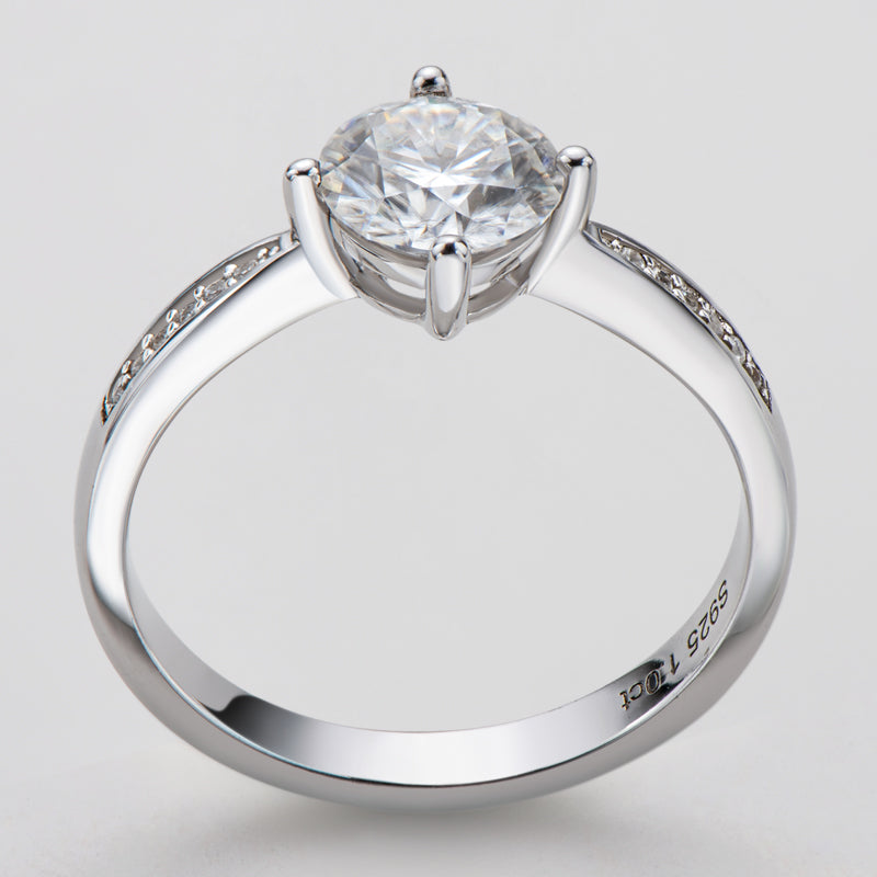 925 Sterling Silver  Classic Round Cut CZ Four Micro Setting Solitaire Ring 10