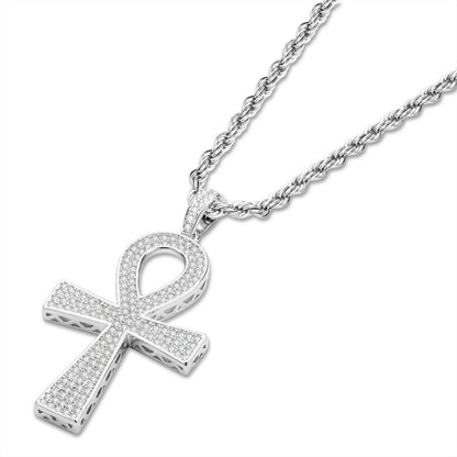 925 Sterling Silver Cross Created Diamond Hip Hop Long Chain Pendant Necklace 4