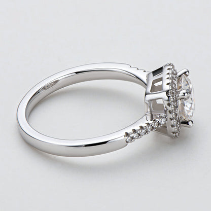 925 Sterling Silver  Classic Round Cut CZ Halo Ring 7