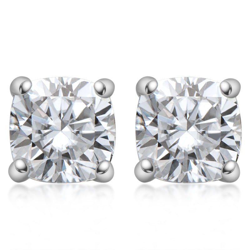 925 Sterling Silver Classic Brilliant Cushion Cut Stud Earrings 2