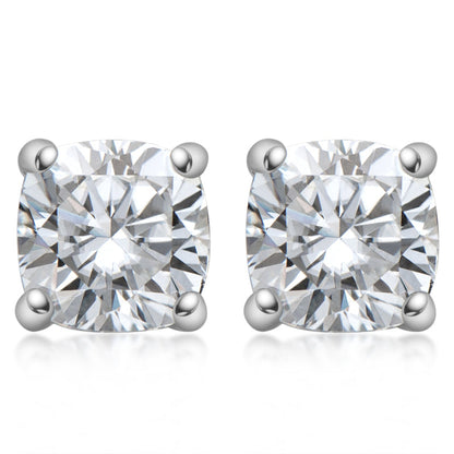 925 Sterling Silver Classic Brilliant Cushion Cut Stud Earrings 2