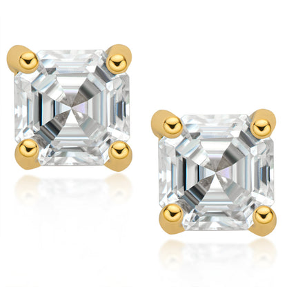 925 Sterling Silver Asscher Cut Cubic Zirconia Earrings 2