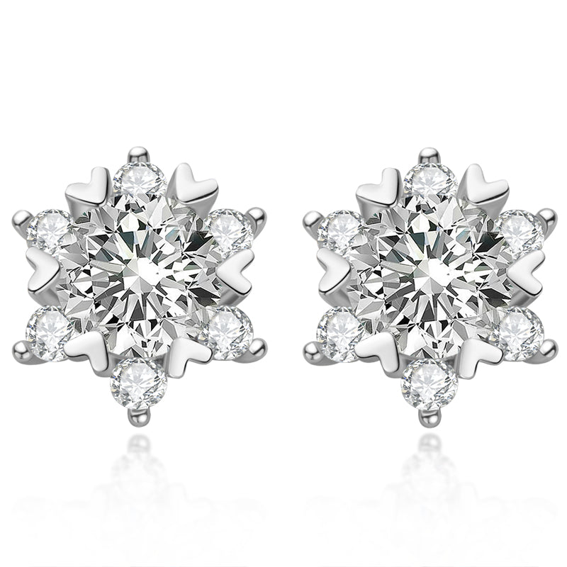 925 Sterling Silver Round Cut Cubic Zirconia Classic Stud Earrings 2