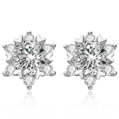 925 Sterling Silver Round Cut Cubic Zirconia Classic Stud Earrings 2