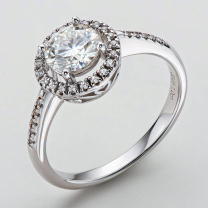 925 Sterling Silver  Classic Round Cut CZ Halo Ring 8