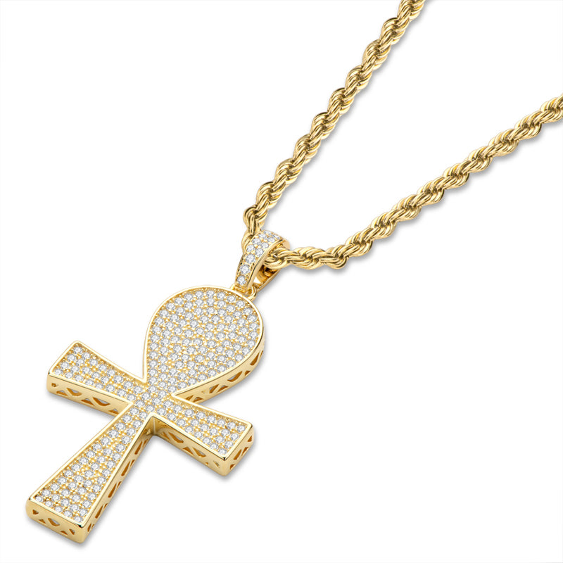 925 Sterling Silver Full Created Diamond Cross Hip Hop Men Pendant Necklace 4