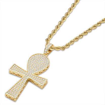 925 Sterling Silver Full Created Diamond Cross Hip Hop Men Pendant Necklace 4