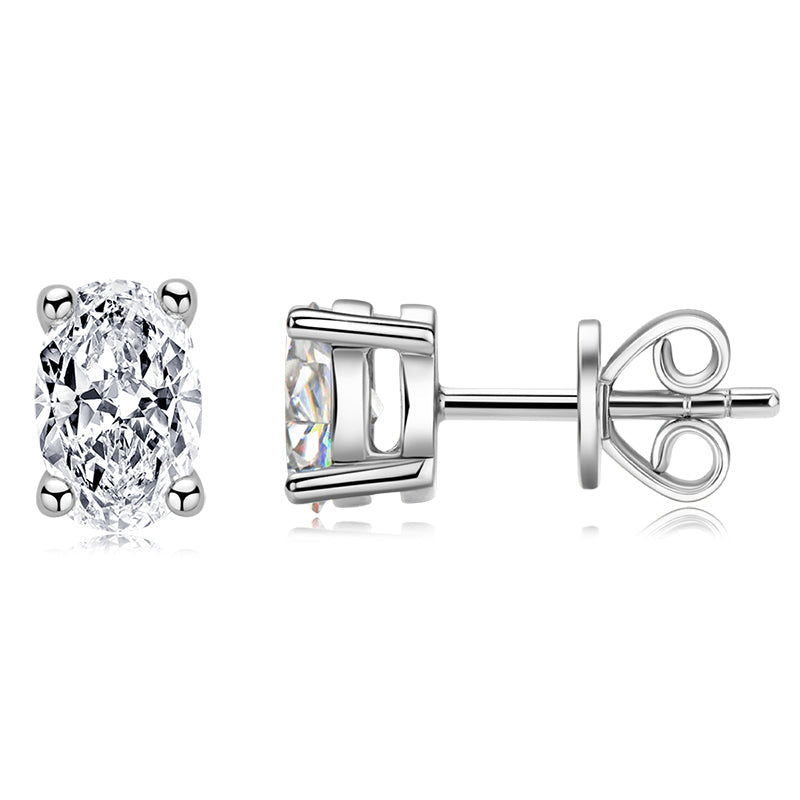 925 Sterling Silver Oval Cut Cubic Zirconia Stud Earrings 3