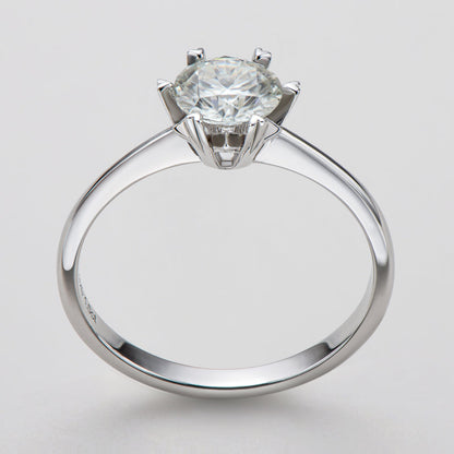 925 Sterling Silver Classic Round Cut CZ Solitaire Ring 7