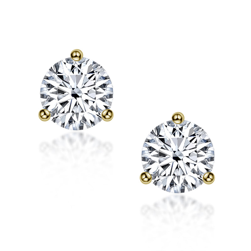 925 Sterling Silver Round Cut Cubic Zirconia Simple Stud Earrings 2