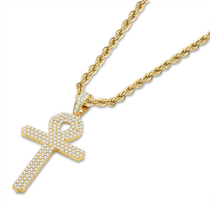 925 Sterling Silver Created Diamond Cross  Hip Hop Men Pendant Necklace 4