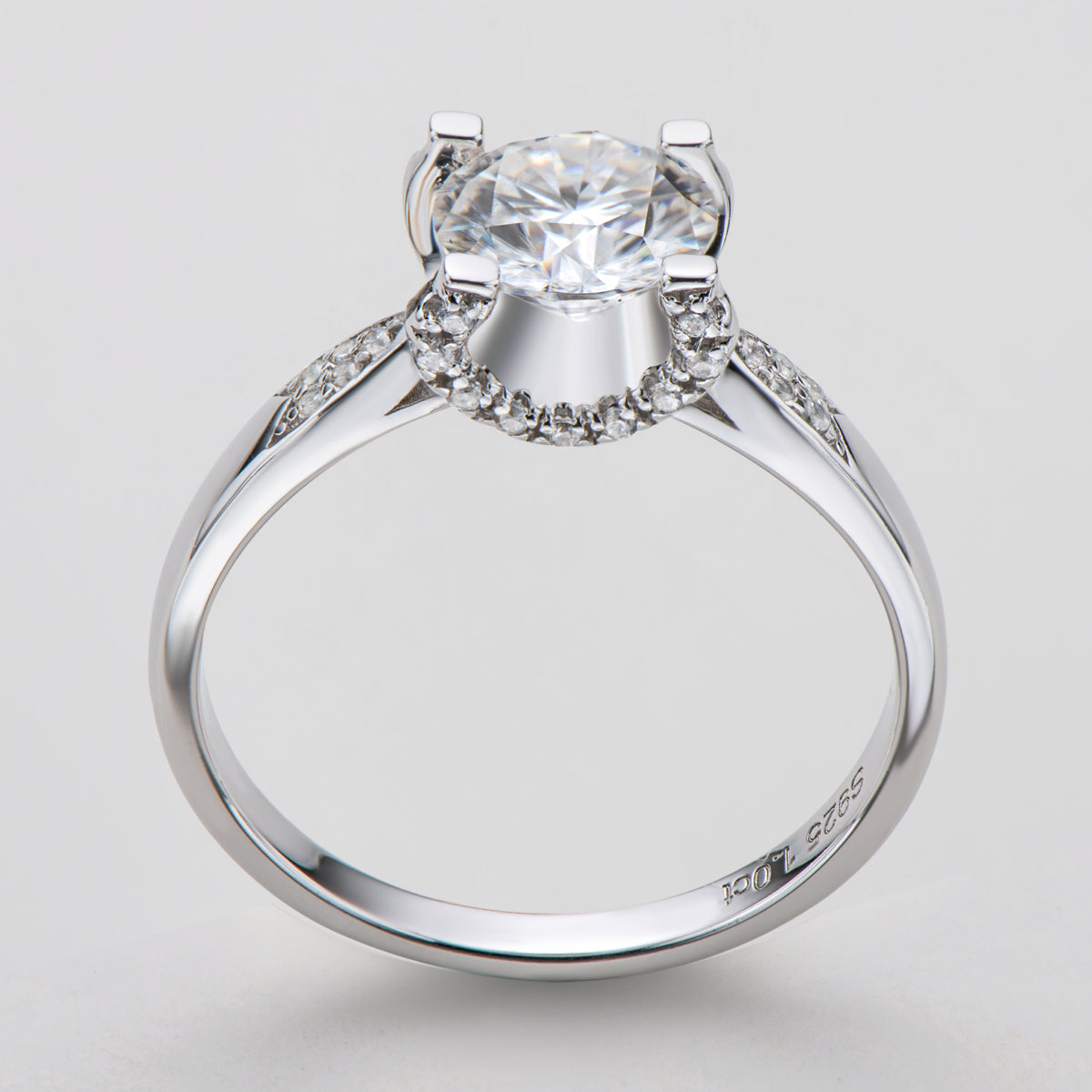 925 Sterling Silver Classic Round Cut CZ Micro Setting Solitaire Ring 7