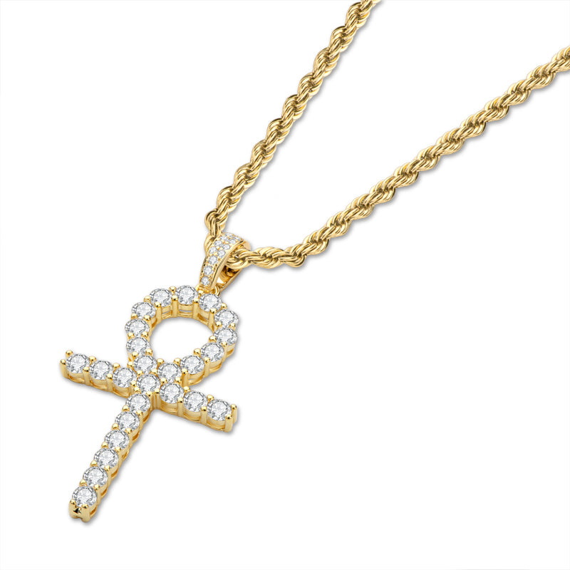 925 Sterling Silver Created CZ Cross Hip Hop Rope Chain Pendant Necklace 4