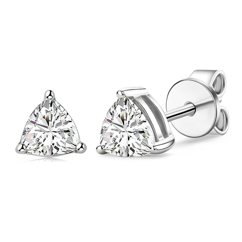 925 Sterling Silver Trillion Cut Solitaire Moissanite Stud Earrings 8