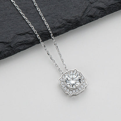 925 Sterling Silver Classic Brilliant Round CZ Pendant Necklace 8