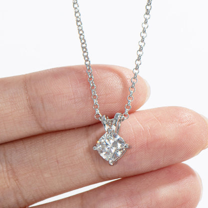 925 Sterling Silver Classic Brilliant Cushion Cut CZ Pendant Necklace 6