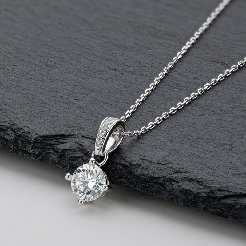 925 Sterling Silver Classic Brilliant Round CZ Pendant Necklace 7