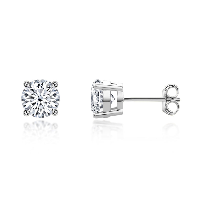 925 Sterling Silver Round Cut Cubic Zirconia Stud Earrings 9