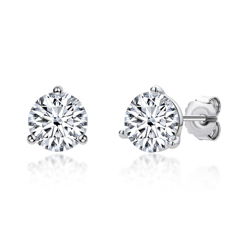 925 Sterling Silver Round Cut Cubic Zirconia Simple Stud Earrings 3